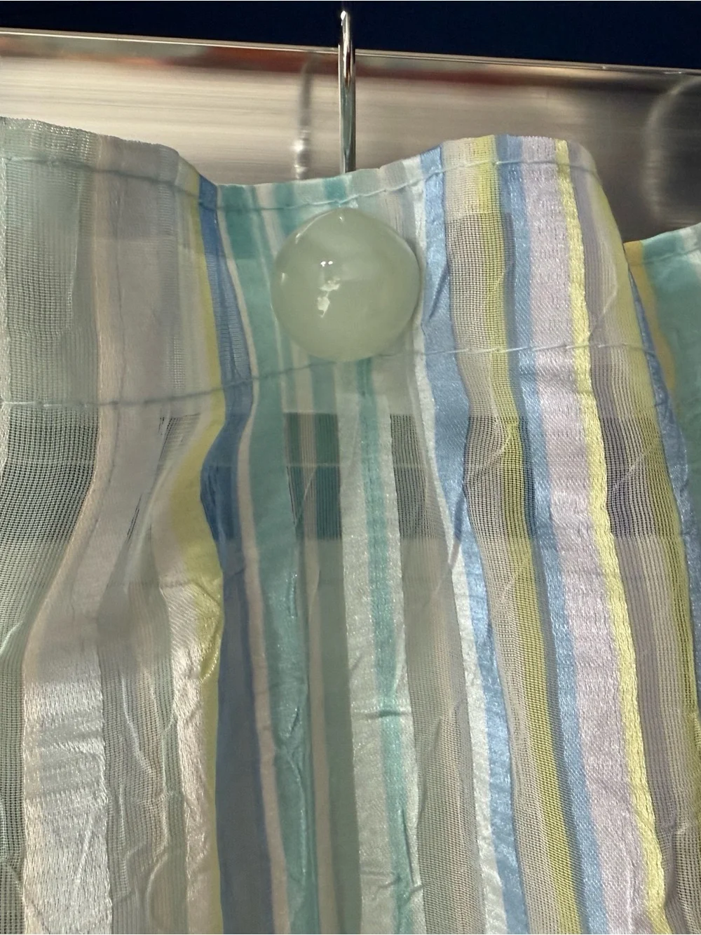 Striped Pastel Shower Curtain Panel - Blue, Green & Yellow